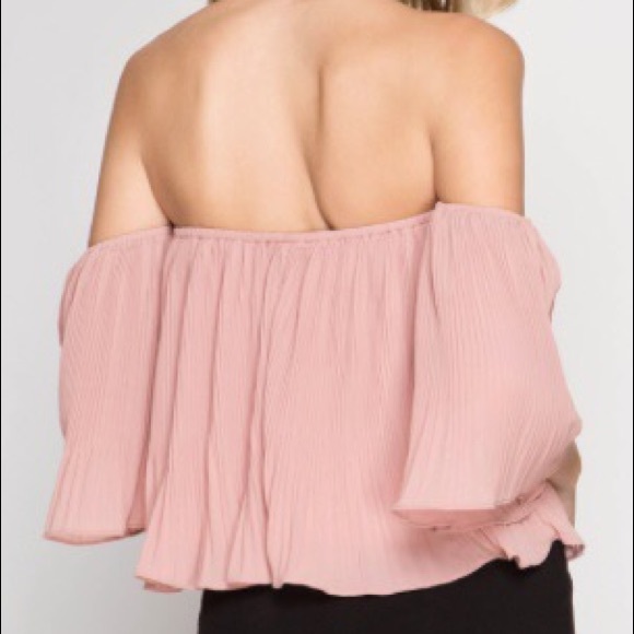 Dusty Rose Flowy Off the Shoulder Blouse NWT - Picture 2 of 8
